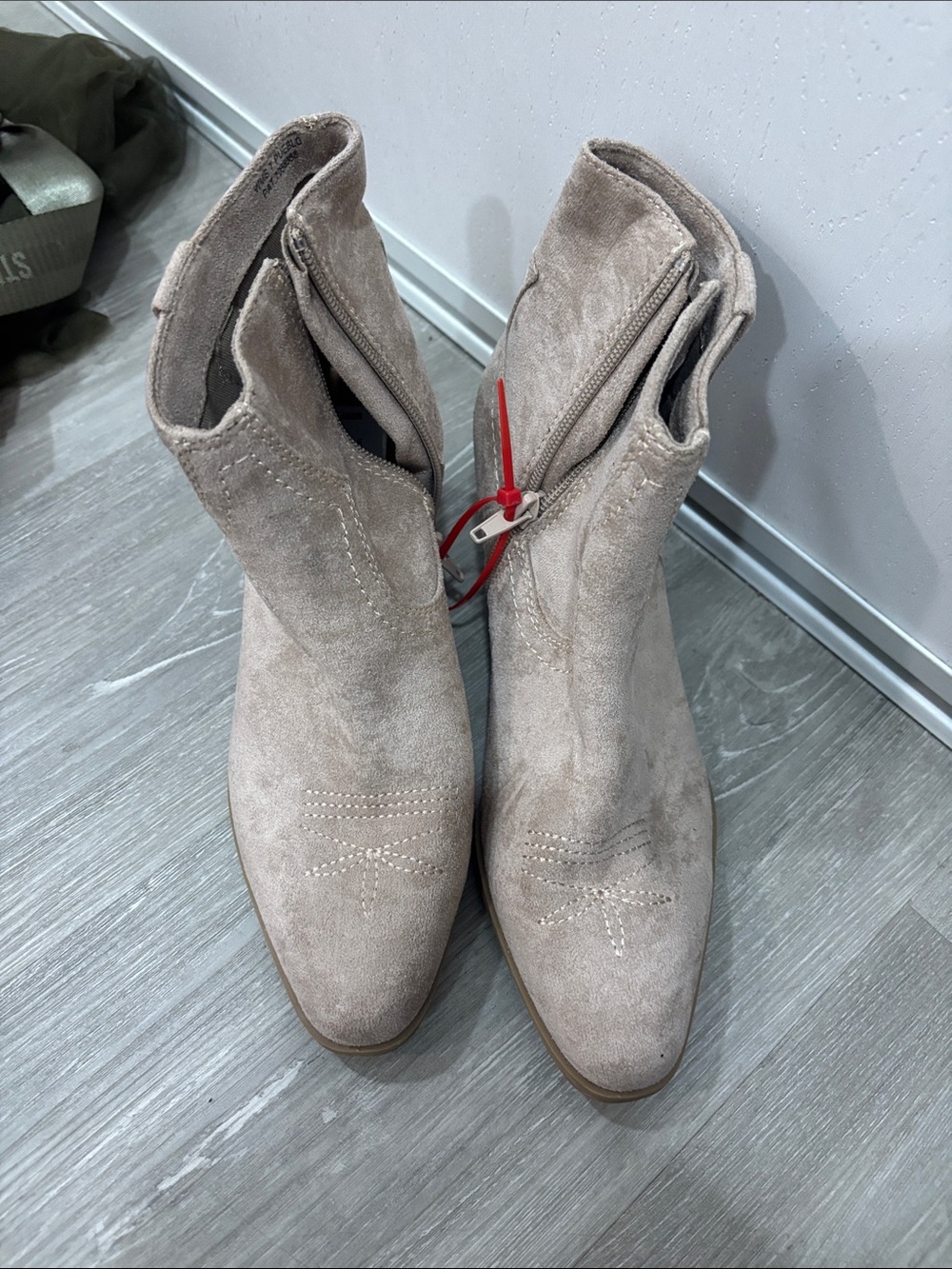 DV by Dolce Vita Taupe Suede Ankle Booties